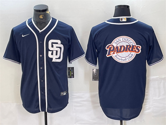Men's San Diego Padres Navy Team Big Logo Cool Base Stitched Baseball Jersey Men's San Diego Padres Navy Team Big Logo Cool Base Stitched Baseball Jersey